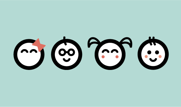 Quatre icônes qui représentent des enfants